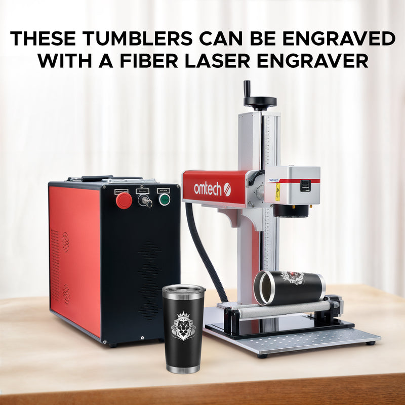 OMTech 20 oz Tumblers Bulk 1pc Stainless Steel Tumbler Set with Lid & Straw, Double Wall Vacuum Insulated Mug for Laser Engraver