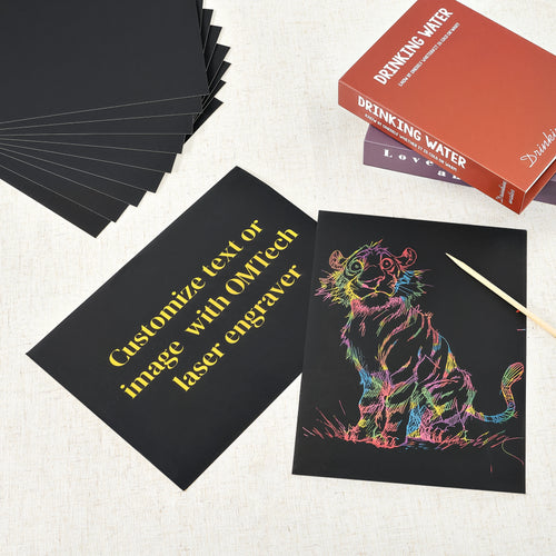 OMTech 100pc Rainbow Scratch Paper Set, 11