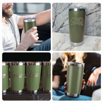 OMTech 20 oz Tumblers Bulk 6pc Stainless Steel Tumbler Set with Lid & Straw, Double Wall Vacuum Insulated Mug for Laser Engraver