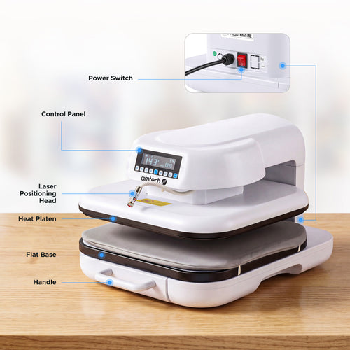 OMTech heat press machine for DTF transfers and custom apparel