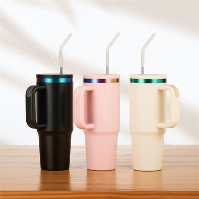 OMTech 30 oz. Tumblers with Handle & Lid, 12 Pack Tumbler Bulk with Double Wall Vacuum Insulation