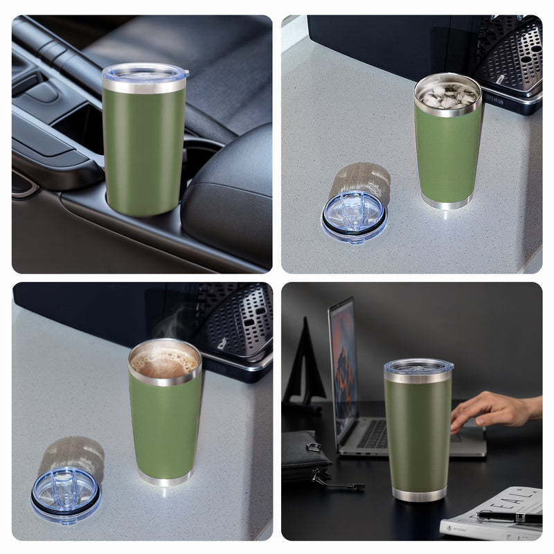 OMTech 20 oz Tumblers Bulk 6pc Stainless Steel Tumbler Set with Lid & Straw, Double Wall Vacuum Insulated Mug for Laser Engraver