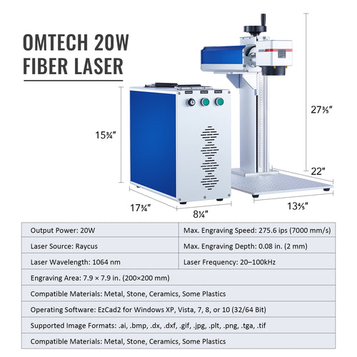Pre-Owned Galvo Fiber 20 - 20W Split Fiber Laser Marker Engraving Machine with 4.3''x 4.3'' Working Area