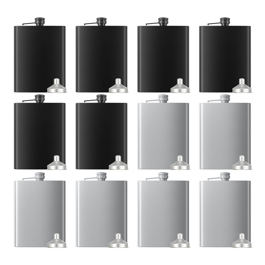 OMTech Hip Flasks for Liquor, Drinking Vessels for Whiskey Vodka Rum Gin More
