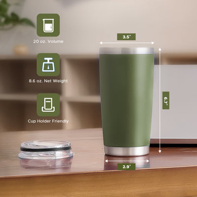 OMTech 20 oz Tumblers Bulk 6pc Stainless Steel Tumbler Set with Lid & Straw, Double Wall Vacuum Insulated Mug for Laser Engraver