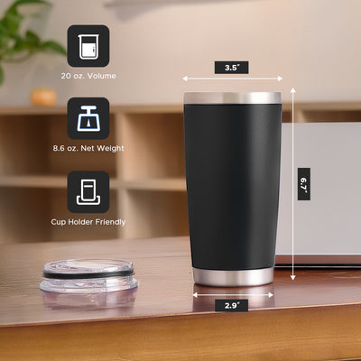 OMTech 20 oz Tumblers Bulk 1pc Stainless Steel Tumbler Set with Lid & Straw, Double Wall Vacuum Insulated Mug for Laser Engraver
