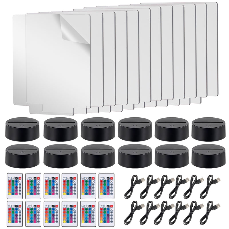 OMTech 12 Sets LED Light Base with Acrylic Blank Sheets, Acrylic LED L