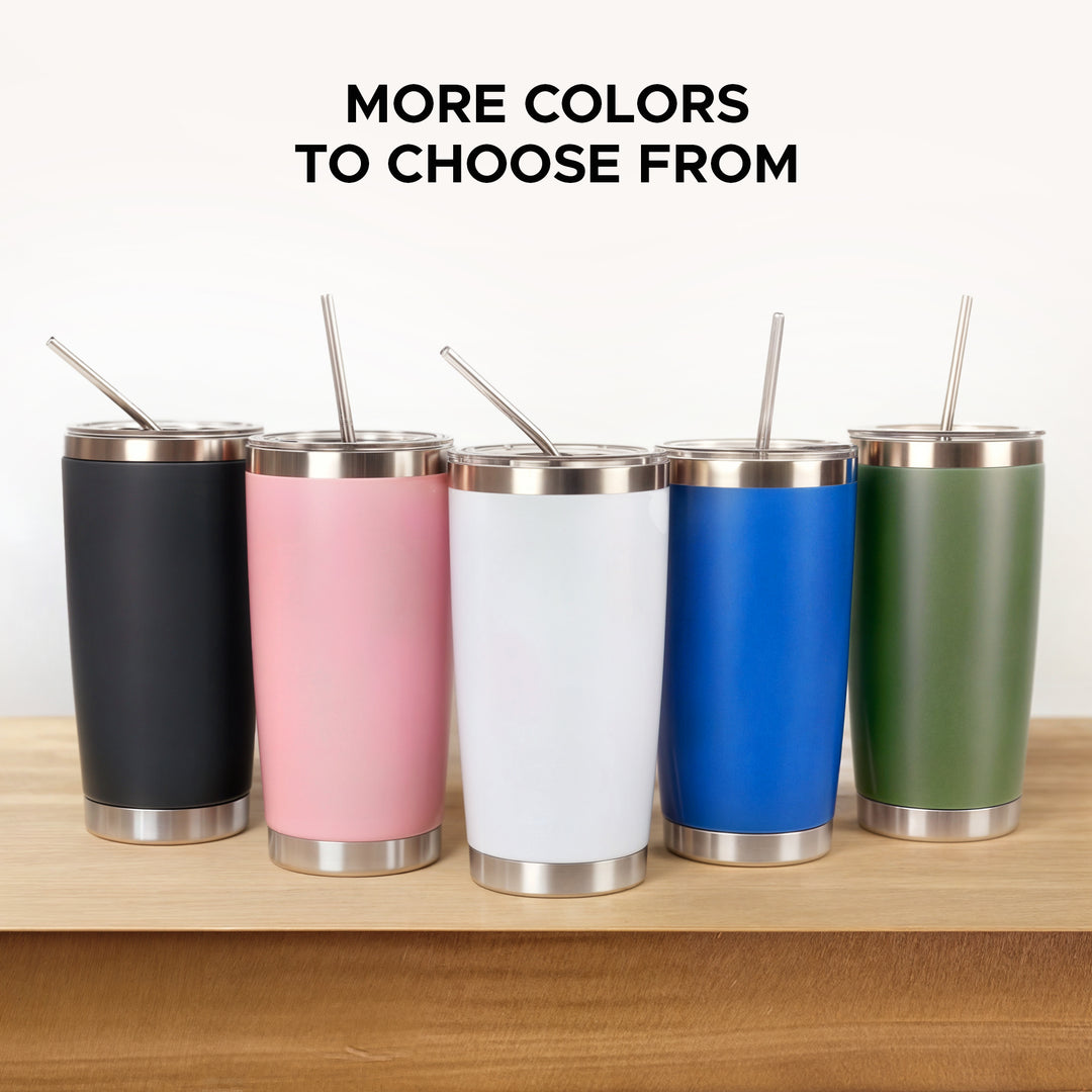 OMTech 20 oz Tumblers Bulk 12pc Stainless Steel Tumbler Set with Lid &