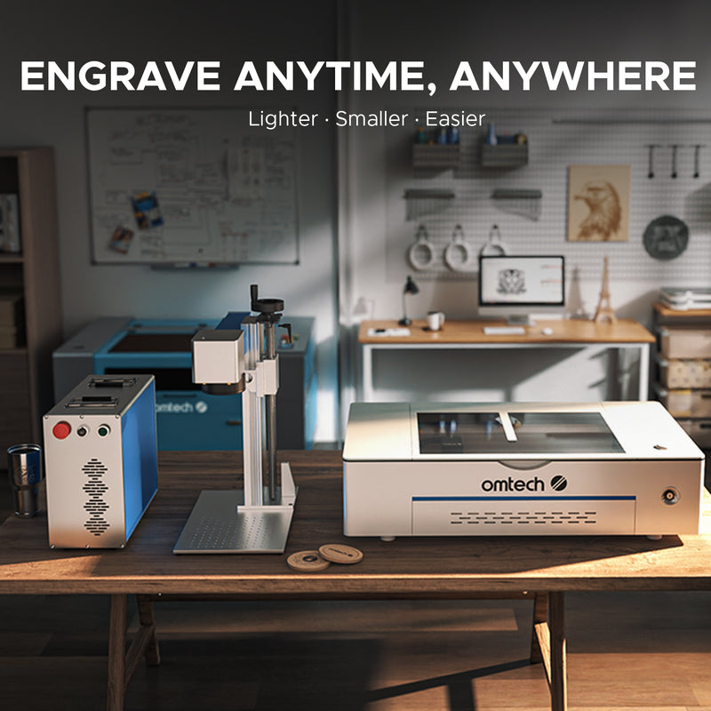 OMTech Galvo 50W Split Fiber Laser Engraver for Metal with 7.9" x 7.9" Working Area