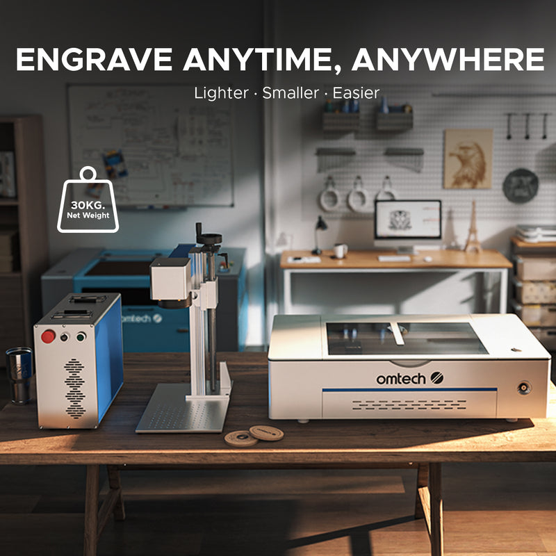OMTech Galvo 20W Split Fiber Laser Engraver and Marker with 4.3" x 4.3" Working Area