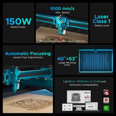 Pre-Owned OMTech Pronto 75 150W CO2 Laser Cutter and Engraver with Autofocus