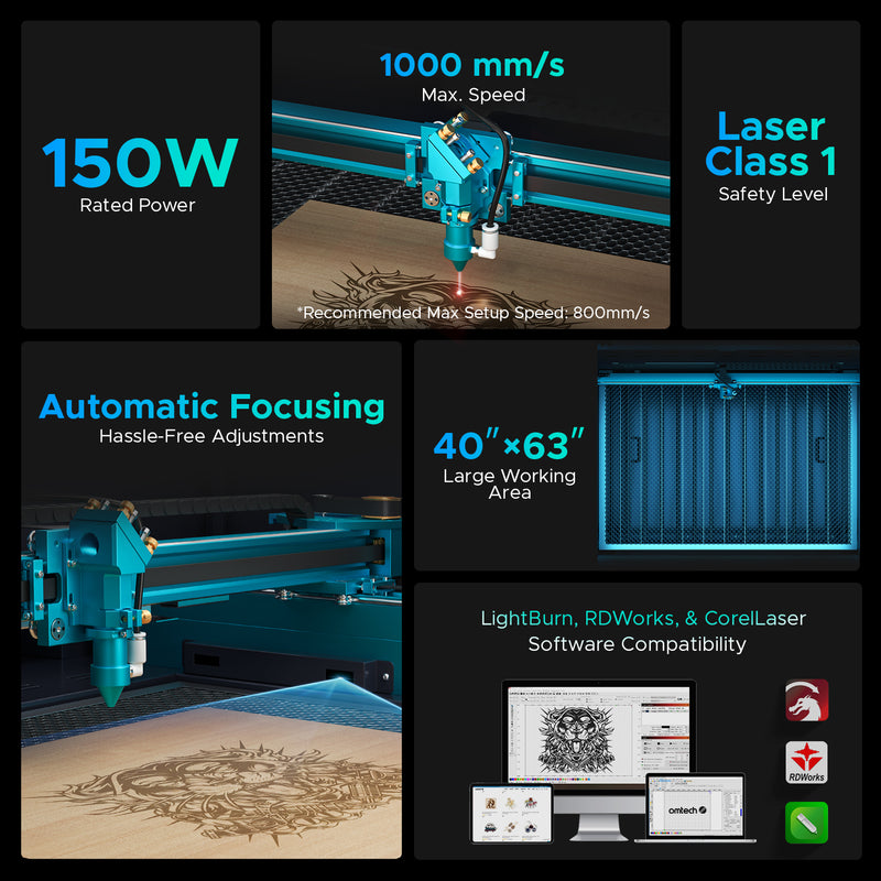 Pre-Owned OMTech Pronto 75 150W CO2 Laser Cutter and Engraver with Autofocus