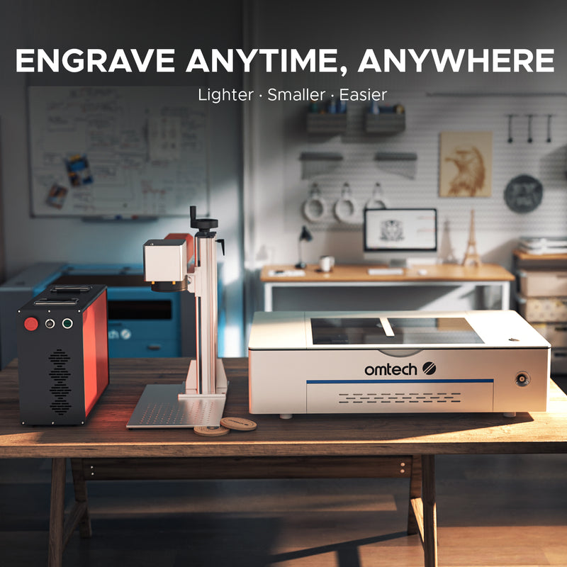 OMTech MOPA 80W Split Fiber Laser Marking Machine with 6.9" x 6.9" Working Area