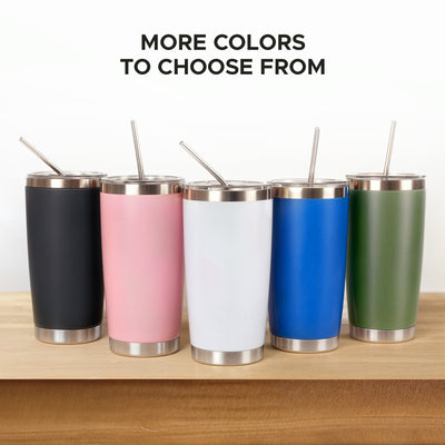 OMTech 20 oz Tumblers Bulk 6pc Stainless Steel Tumbler Set with Lid & Straw, Double Wall Vacuum Insulated Mug for Laser Engraver