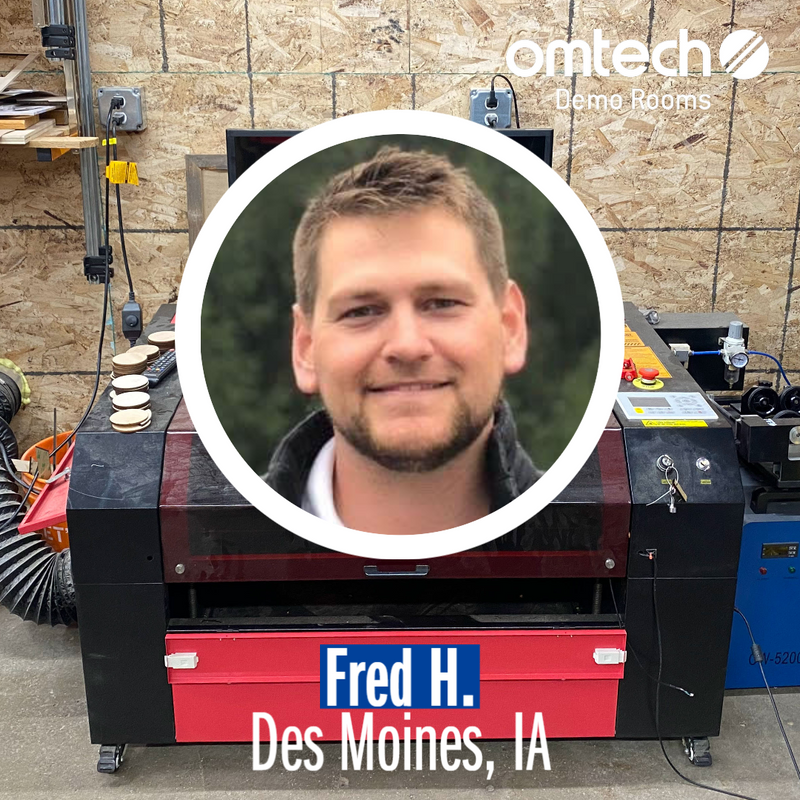 Laser Engraving in Des Moines, Iowa | Demo Room Host - Fred H.
