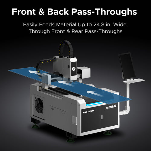 OMTech FC-22C 1500W Open Metal Laser Cutter Machine with Built-in Water Chiller & External Exhaust Fan