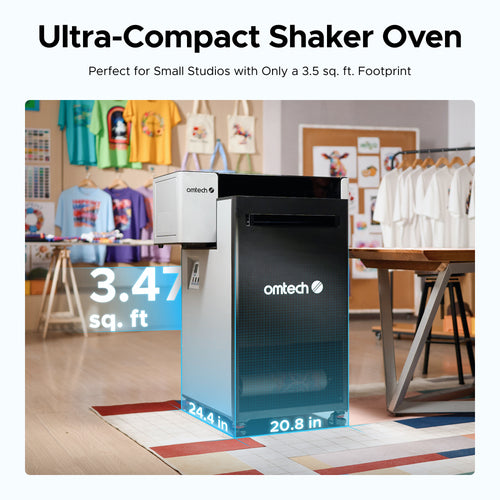 Space-saving vertical DTF shaker dryer for small print studios