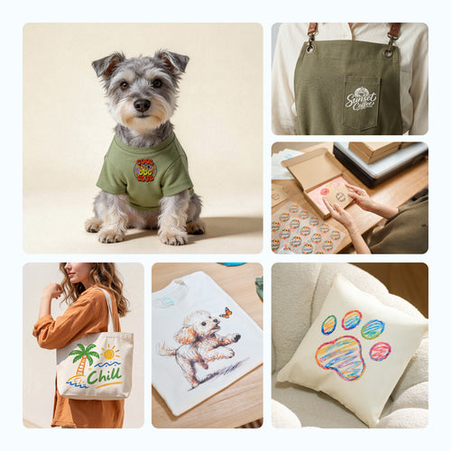 DTF printed T-shirts, hats, bags, shoes, workwear, and other textile products