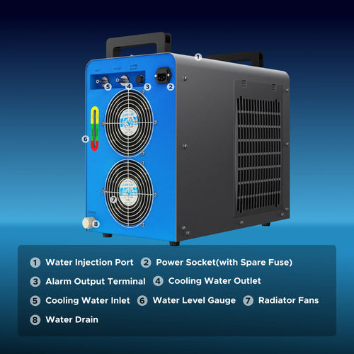6L Industrial Single Water Chiller for 60W-150W CO2 Laser Engraver Machines