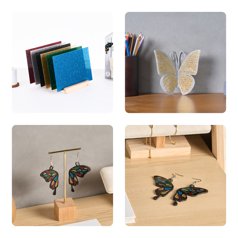 OMTech 6 Pack Colored Acrylic Sheets, 8"x12" Plexiglass Sheets with 0.1" Thickness for Laser Engraving & Cutting