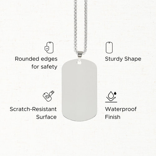 OMTech Dog Tag Necklace Set, Stainless Steel Necklaces with Chains for Laser Engraving