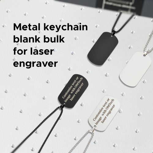 OMTech Dog Tag Necklace Set, Stainless Steel Necklaces with Chains for Laser Engraving