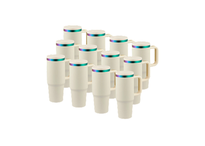 OMTech 30 oz. Tumblers with Handle & Lid, 12 Pack Tumbler Bulk with Double Wall Vacuum Insulation