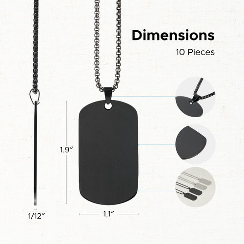 OMTech Dog Tag Necklace Set, Stainless Steel Necklaces with Chains for Laser Engraving