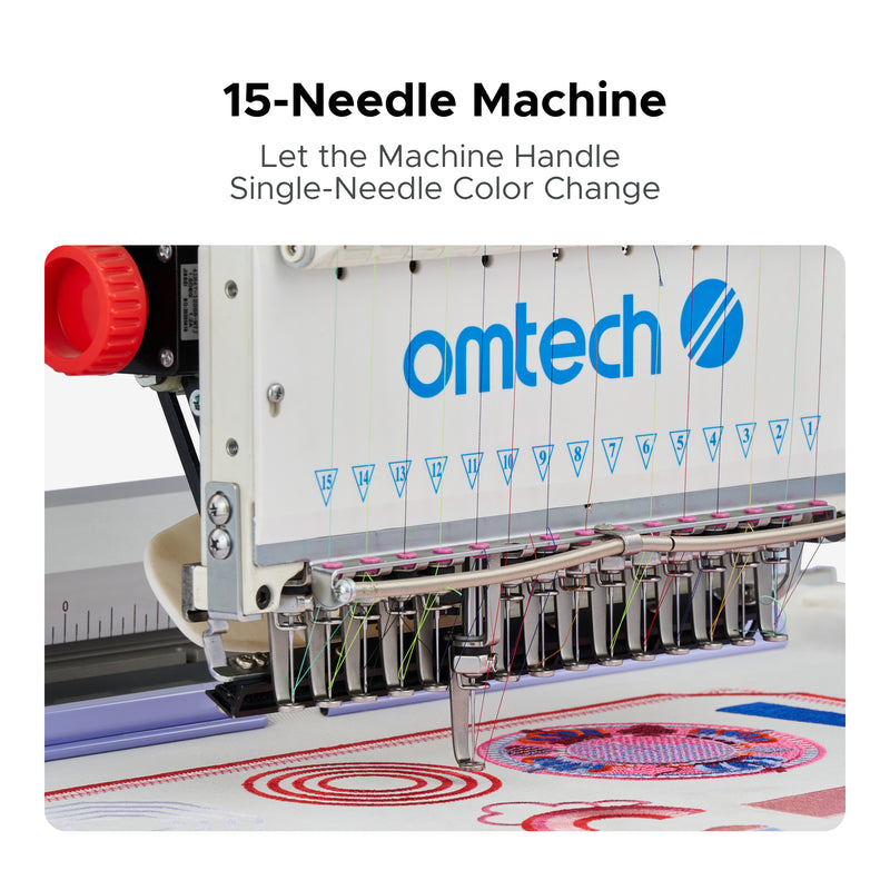 OMTech Pulse 15 Needle Commercial Embroidery Machine