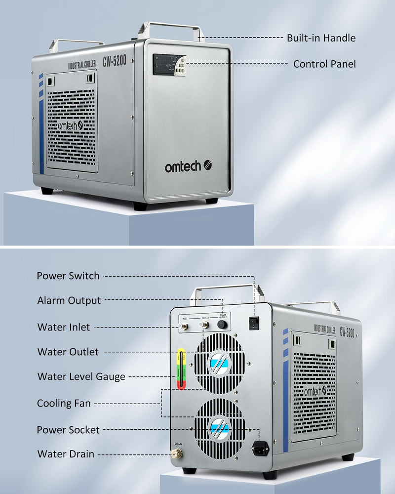 6L Industrial Single Water Chiller for 60W-150W CO2 Laser Engraver Machines