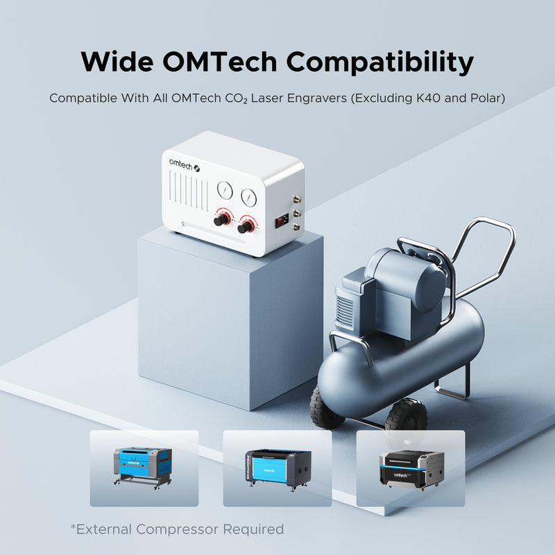 OMTech Smart High-Low Pressure Airway Module for CO2 Laser Engravers and Cutters without Air Compressor (K40 & Polar Not Compatible)