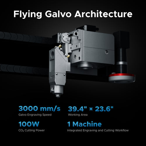OMTech Pro FLUX 100W Flying Galvo CO2 Laser Engraver and Cutter with 39.4" x 23.6" Working Area