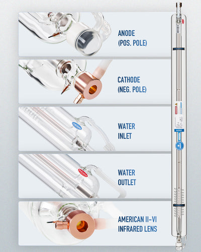 80W CO2 Laser Tube with Borosilicate Glass for Laser Engraver & Cutter Machine
