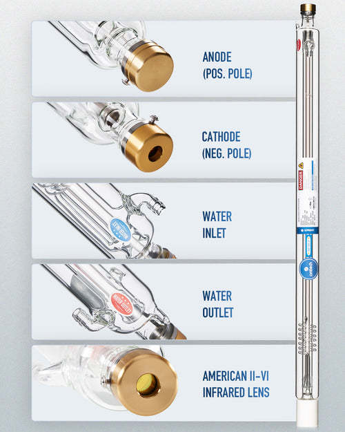 50W CO2 Laser Tube with Metal Head for Laser Engraver & Cutter Machine (Not compatible with the Polar series machines.)