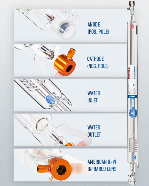 50W CO2 Laser Tube with Borosilicate Glass for Laser Engraver & Cutter Machine (Not compatible with the Polar series machines.)