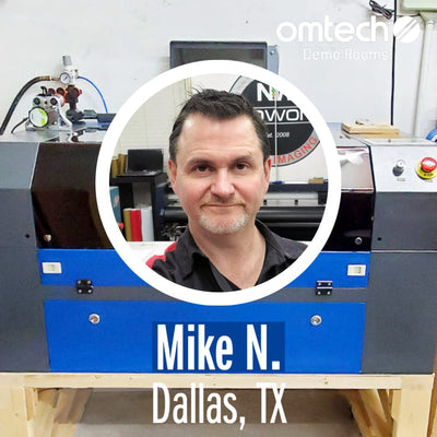 Demo Room Host with OMTech laser engraving machine